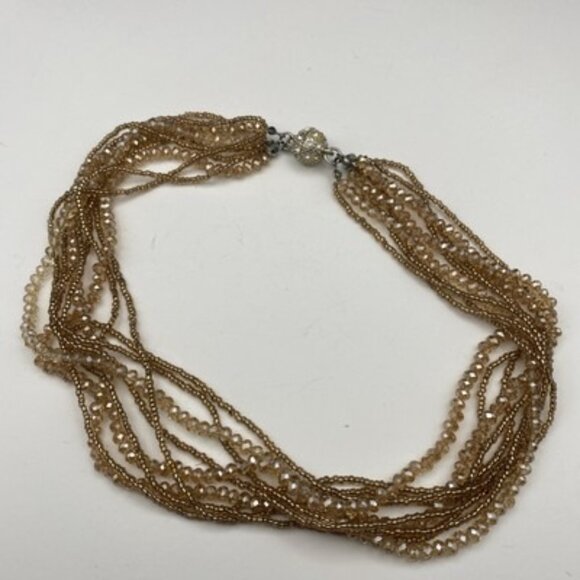 Lot 6 Vintage Style Statement Necklaces Bronze Gold Faux Pearl Beaded Boho Layer - Picture 10 of 14